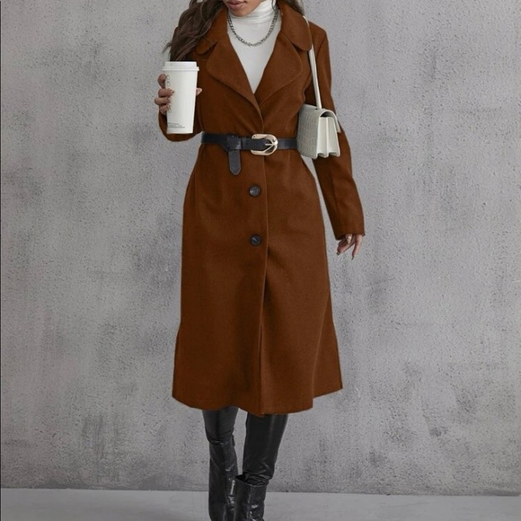 Lapel Neck Overcoat without Belt - Picture 2 of 3